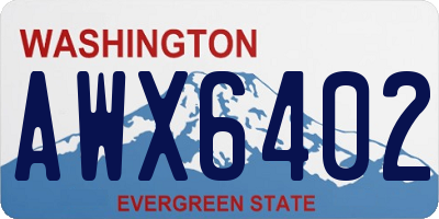 WA license plate AWX6402