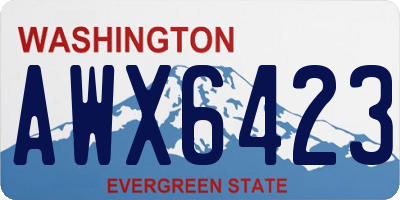 WA license plate AWX6423