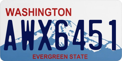 WA license plate AWX6451