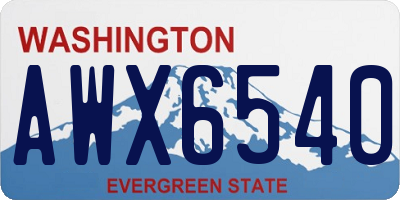 WA license plate AWX6540