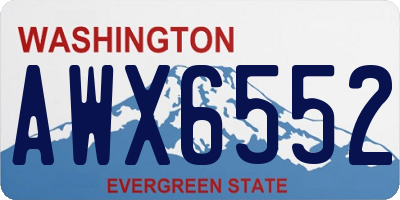 WA license plate AWX6552