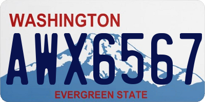 WA license plate AWX6567