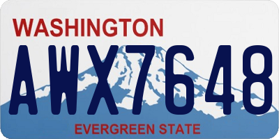 WA license plate AWX7648