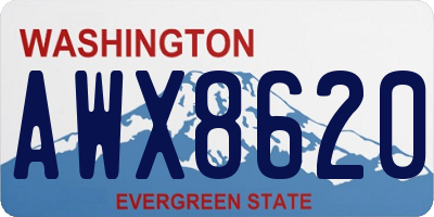 WA license plate AWX8620