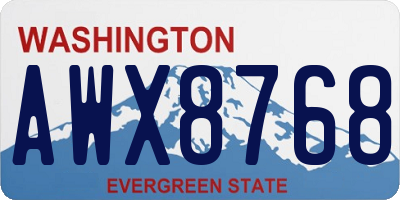 WA license plate AWX8768