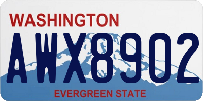 WA license plate AWX8902
