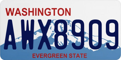 WA license plate AWX8909