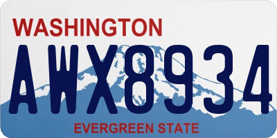 WA license plate AWX8934