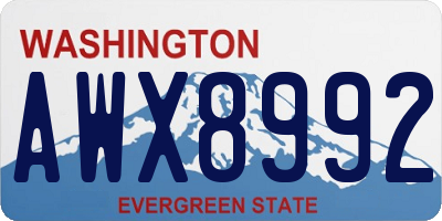 WA license plate AWX8992