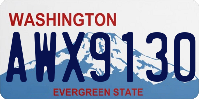 WA license plate AWX9130