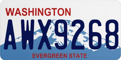 WA license plate AWX9268