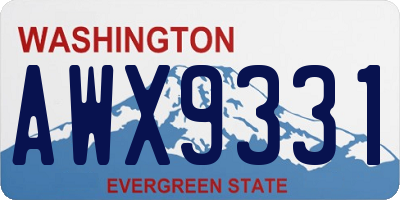 WA license plate AWX9331