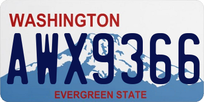 WA license plate AWX9366