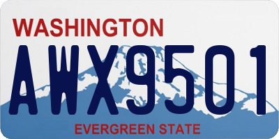 WA license plate AWX9501
