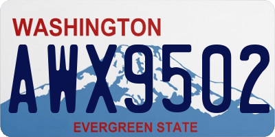 WA license plate AWX9502