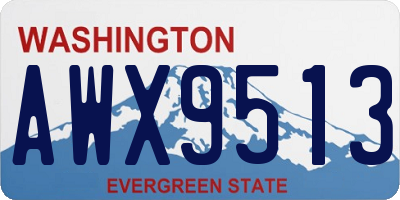 WA license plate AWX9513