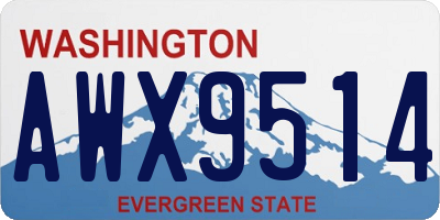 WA license plate AWX9514