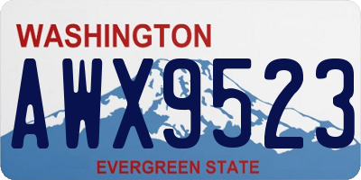 WA license plate AWX9523