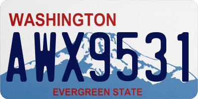 WA license plate AWX9531