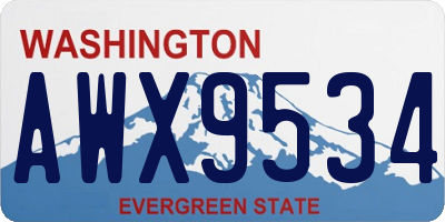 WA license plate AWX9534