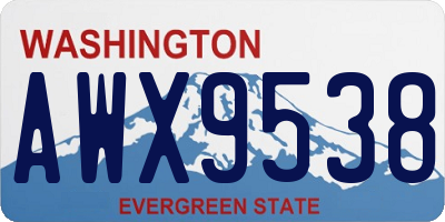 WA license plate AWX9538