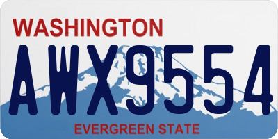 WA license plate AWX9554
