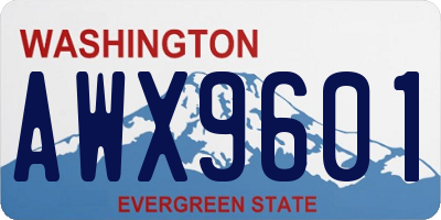 WA license plate AWX9601