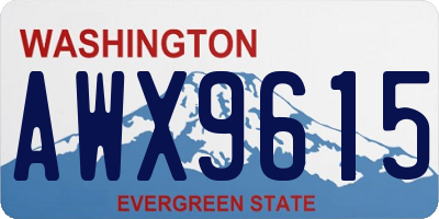 WA license plate AWX9615