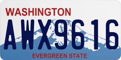 WA license plate AWX9616
