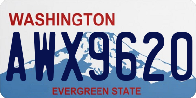 WA license plate AWX9620