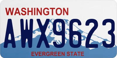 WA license plate AWX9623