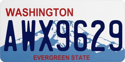 WA license plate AWX9629