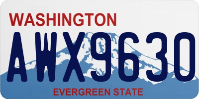 WA license plate AWX9630