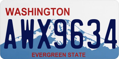 WA license plate AWX9634