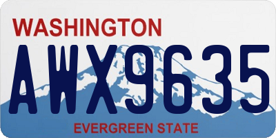 WA license plate AWX9635