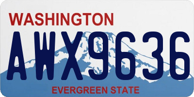 WA license plate AWX9636