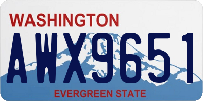 WA license plate AWX9651