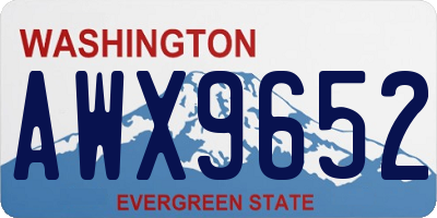 WA license plate AWX9652