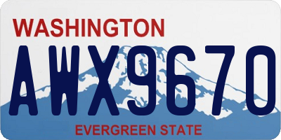 WA license plate AWX9670