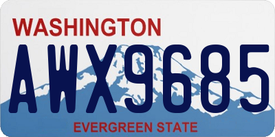 WA license plate AWX9685
