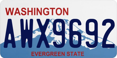 WA license plate AWX9692