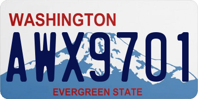 WA license plate AWX9701