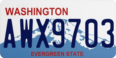 WA license plate AWX9703