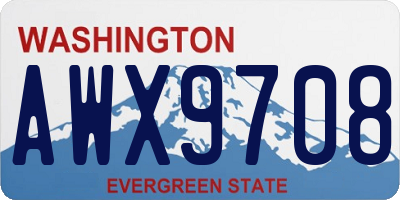 WA license plate AWX9708