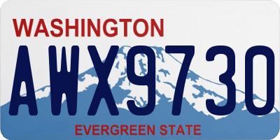 WA license plate AWX9730