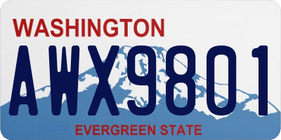 WA license plate AWX9801