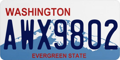 WA license plate AWX9802