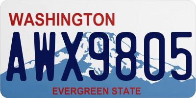WA license plate AWX9805