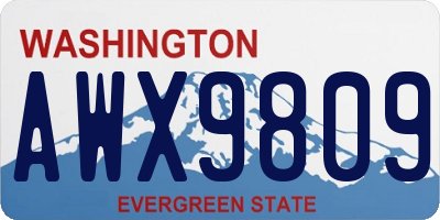 WA license plate AWX9809