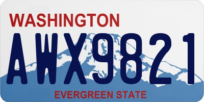 WA license plate AWX9821